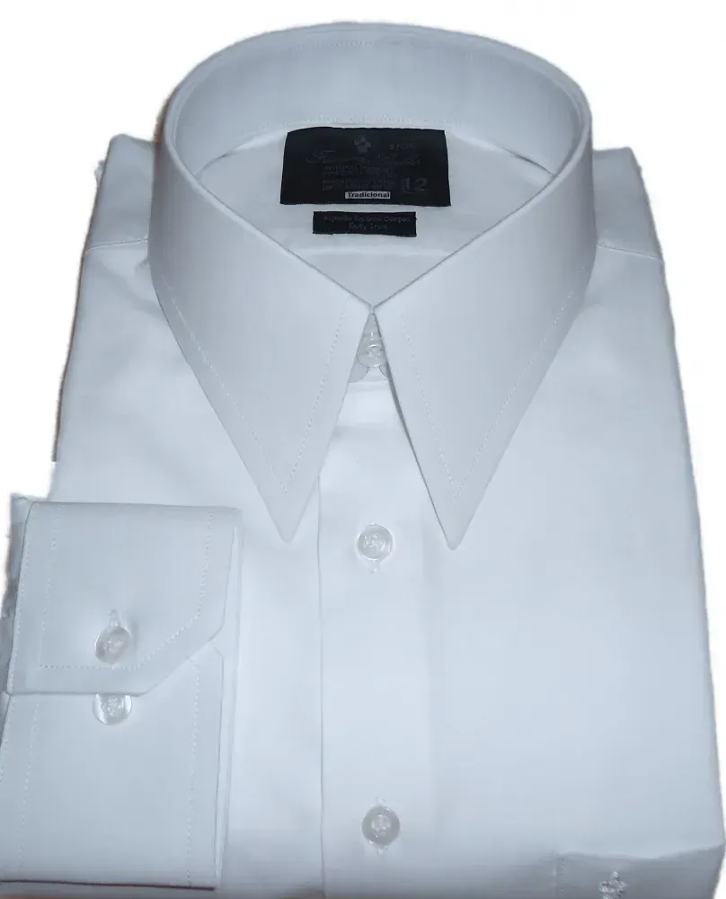 Camisa Gola Inglesa Clássica Branca Lisa Algodão Fio 80 Egípcio