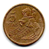 Espanha - 1997 - 5 Pesetas - Comemorativa - Islas Baleares - MBC - Foto 2