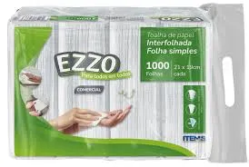 Interfolha Ezzo Comercial 21x19cm – Pacote com 1000 Folhas | Resistente | Para Dispenser