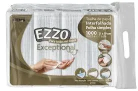 Interfolha Ezzo Exceptional 21x19cm – Pacote com 1000 Folhas | 2 Dobras | Macia e Resistente