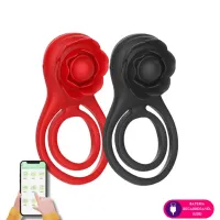 ANEL PENIANO DUPLO COM FLOR VIBRATÓRIA POR APLICATIVO MLPP2615