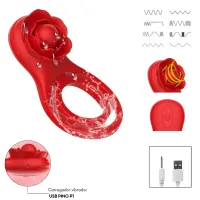 ANEL PENIANO DUPLO COM FLOR VIBRATÓRIA POR APLICATIVO MLPP2615 - Foto 2