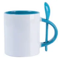 CANECA BRANCA COM COLHER E INTERIOR AZUL (Sem caixinha) Imagem