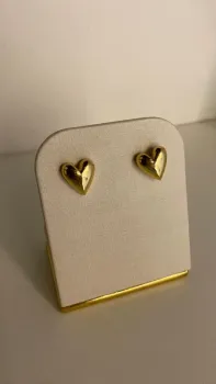 Brinco Coração Liso Delicado - Banhado Ouro 18k 
