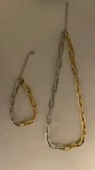 Conjunto Corrente – Colar e Pulseira | Mix de Banhos Dourado e Ródio