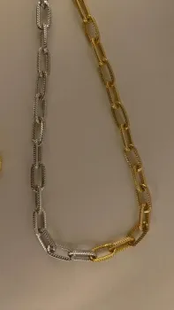 Conjunto Corrente – Colar e Pulseira | Mix de Banhos Dourado e Ródio - Foto 2