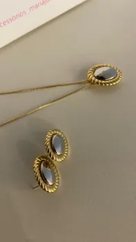 Conjunto Clássico Oval – Mix de Banho Dourado e Ródio