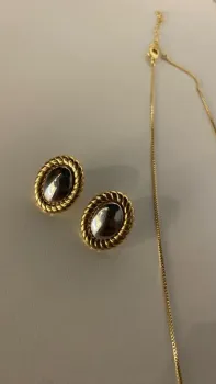 Conjunto Clássico Oval – Mix de Banho Dourado e Ródio - Foto 2
