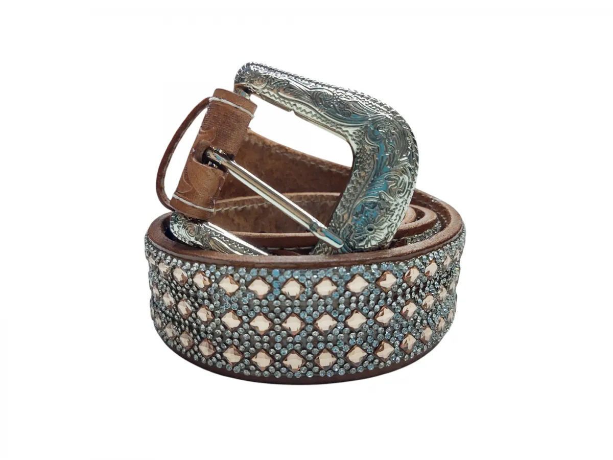 Ref: GH02 - Cinto Country Feminino de Strass Golden Horse - Cor Havana