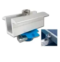 Kit com 50 peças de  braçadeiras de extremidade do trilho solar de alumínio braçadeiras médias ajustáveis braçadeira de aterramento 30-45mm - Foto 4