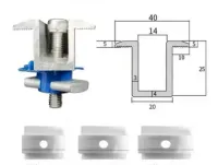 Kit com 50 peças de  braçadeiras de extremidade do trilho solar de alumínio braçadeiras médias ajustáveis braçadeira de aterramento 30-45mm - Foto 6