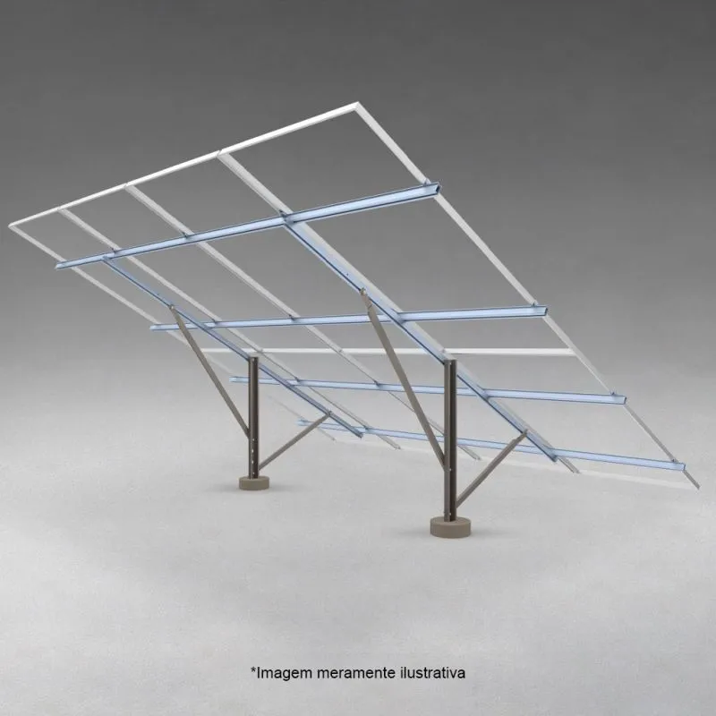 KIT ESTRUTURA SOLAR PARA SOLO MONOPOSTE AÇO GALVANIZADO-ALUMINIO PARA 8 MÓDULOS Imagem