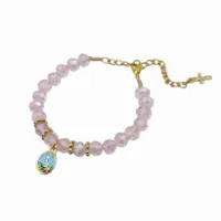 Pulseira N.Sra de Fátima Cristal de Vidro Com Fecho