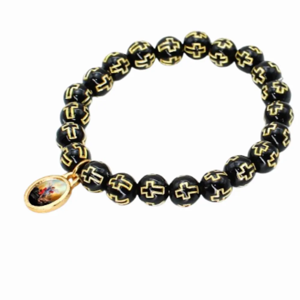 Pulseira São Miguel conta com cruz preta