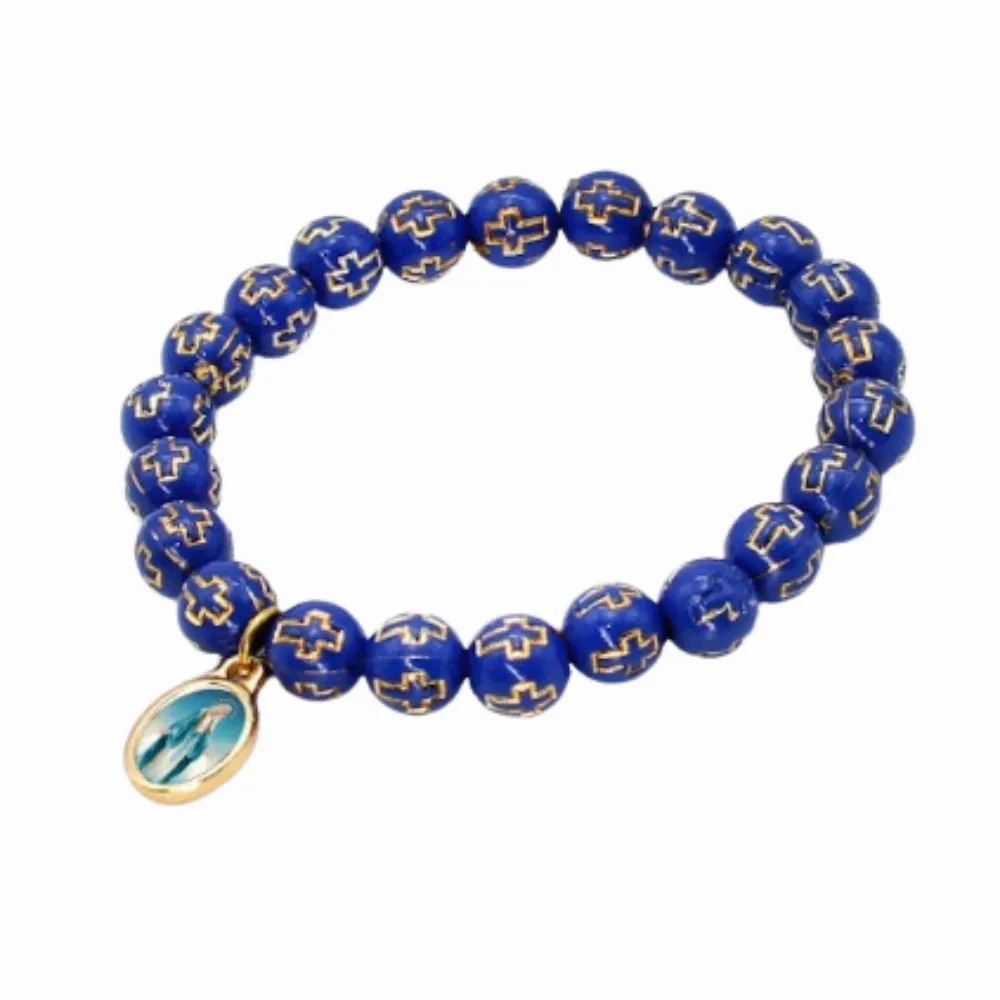 Pulseira Nossa Senhora das Graças conta com cruz azul Imagem