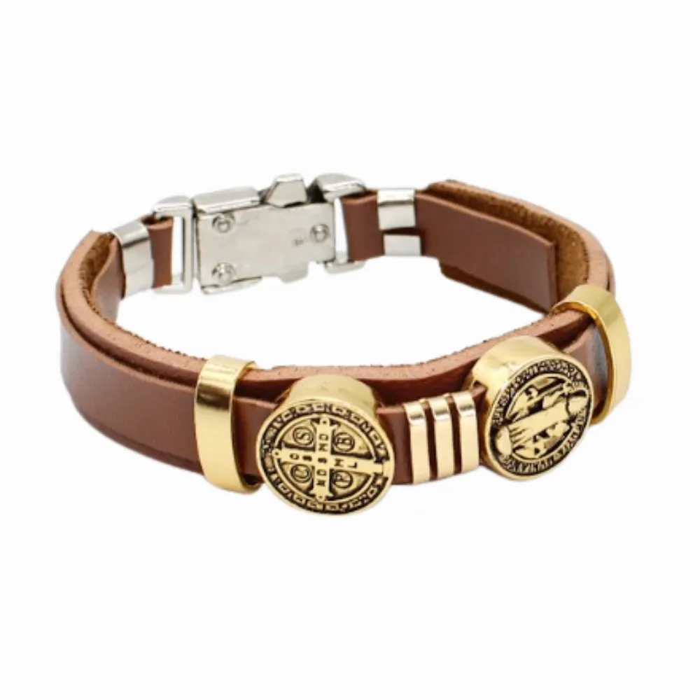 Pulseira Couro Marrom São Bento