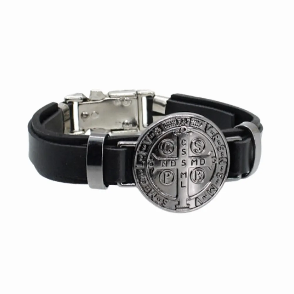 Pulseira Couro Preto São Bento Imagem