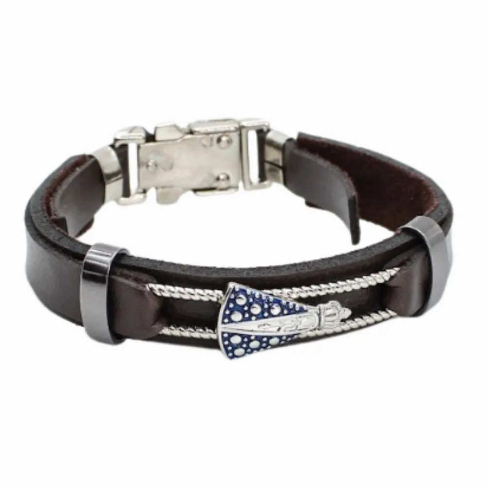 Pulseira Couro Marrom Nossa Senhora Aparecida Imagem