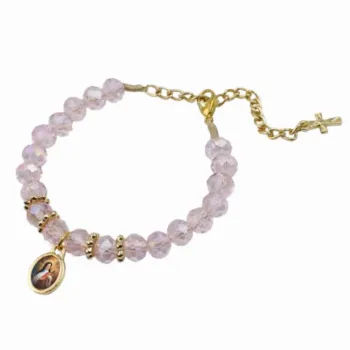 Pulseira Santa Terezinha contas cristal de vidro