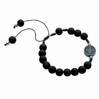Pulseira de São Bento com conta preta emborrachada