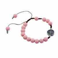 Pulseira de São Bento com conta rosa emborrachada
