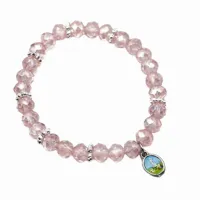 Pulseira Nossa Senhora de Fátima contas cristal de vidro rosa