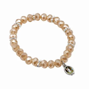 Pulseira Anjo da Guarda contas cristal de vidro salmão