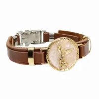 Pulseira Couro Marrom São Miguel Arcanjo