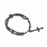 Terço de Pulso com Medalha de São Bento Hematita