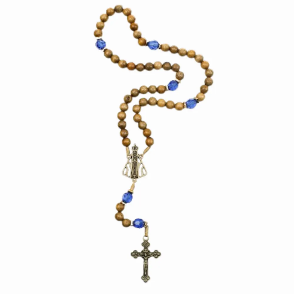 Terço Nossa Senhora Aparecida Imbuia com acrílico