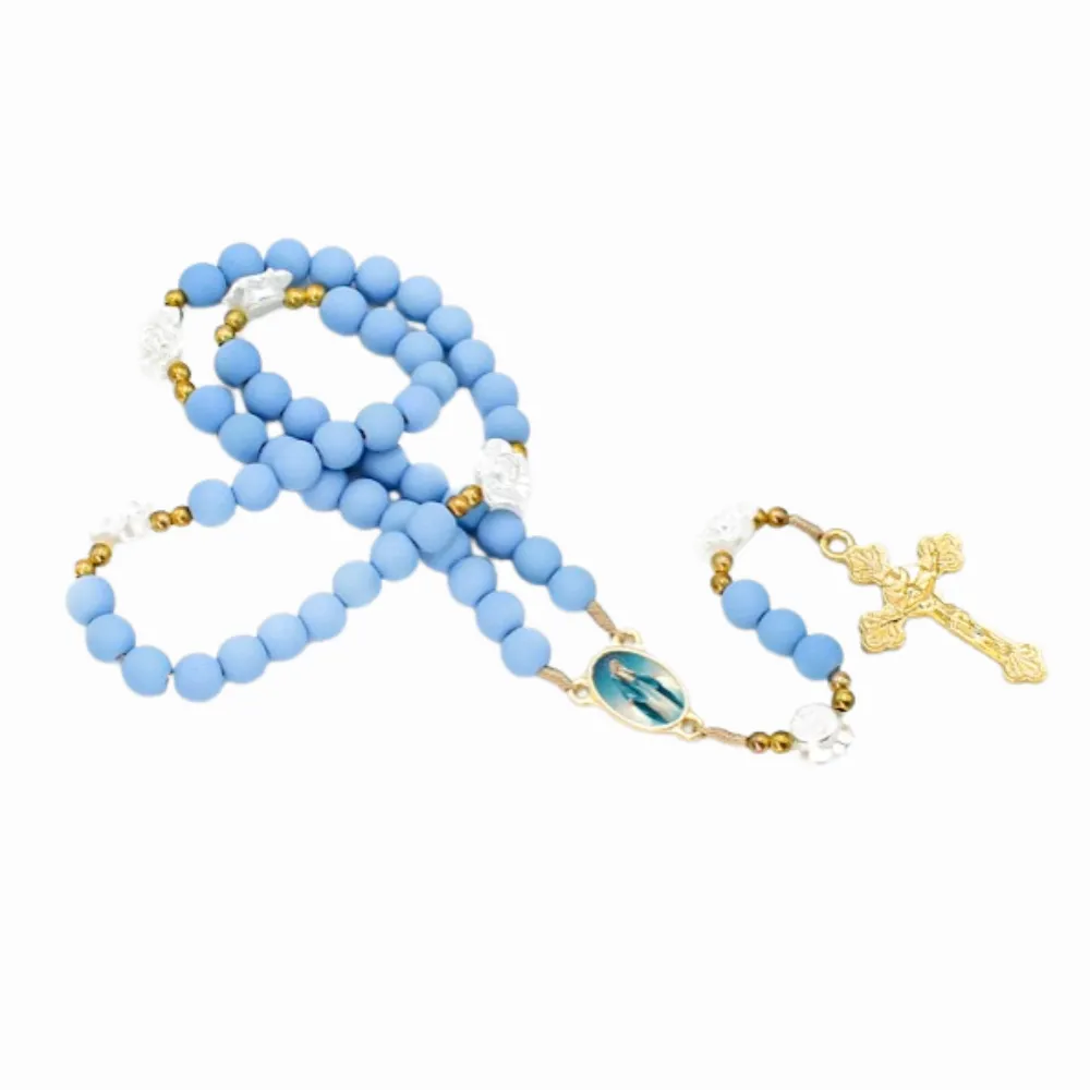 Terço Nossa Senhora das Graças emborrachado com flor Imagem