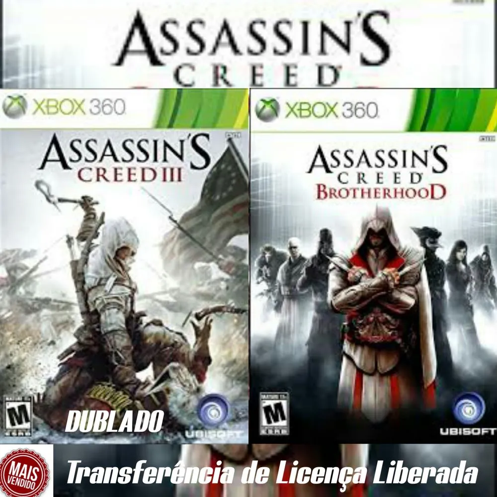 ASSASSINS CREED 3 DUBLADO + ASSASSINS CREED BROTHERWOOD