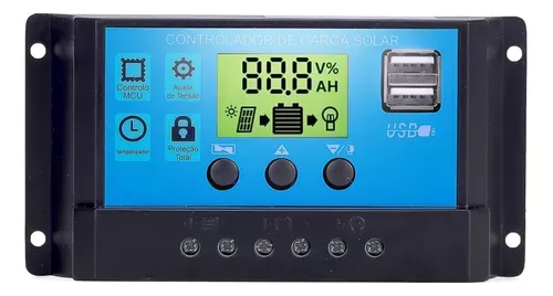Controlador Automático De Carga Solar Pwm Lcd 10a Usb