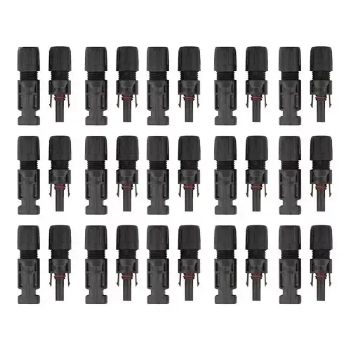 kit com 30 unidades de Conector Plug Mc4 Painel Placa Cabo Solar Macho Fêmea 