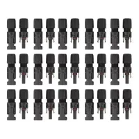 kit com 30 unidades de Conector Plug Mc4 Painel Placa Cabo Solar Macho Fêmea 
