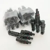 Kit 50 Unidades Dmit Conector Mc4 3 Vias Tipo Y Painel Solar Paralelo Par Cor Preto - Foto 4