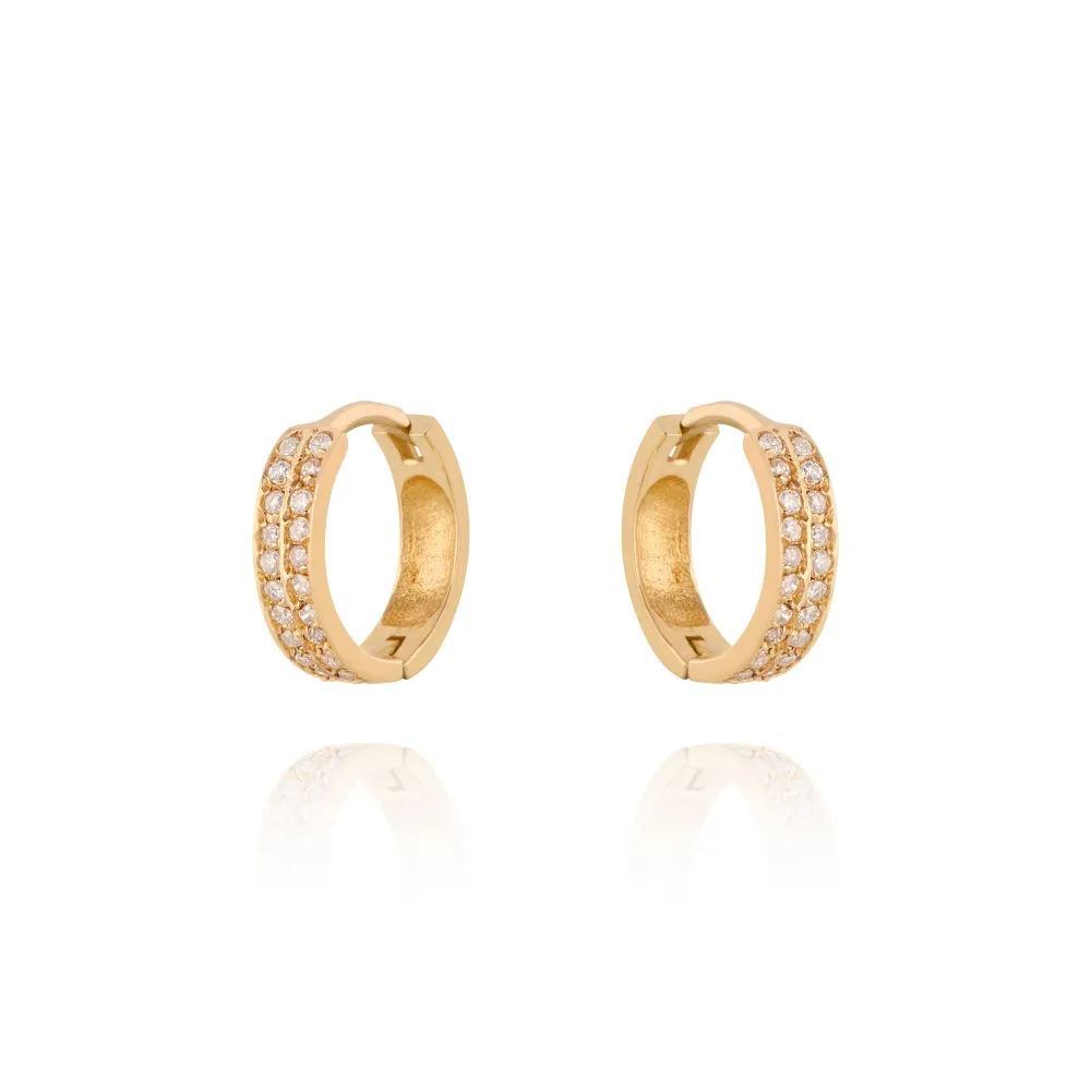 Brinco argola ouro18k com diamantes 
