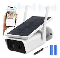 Câmera De Segurança Wifi Com Placa Solar Hd Prova D'água