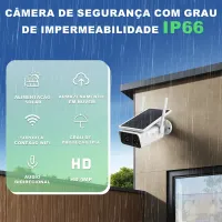 Câmera De Segurança Wifi Com Placa Solar Hd Prova D'água - Foto 2