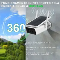 Câmera De Segurança Wifi Com Placa Solar Hd Prova D'água - Foto 3