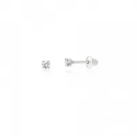 Brinco  prata 925 pedra branca 2 mm - BFB05
