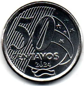 2024 - 50 Centavos - Moeda Brasil - Estado de Conservação: Flor de Cunho (FC)