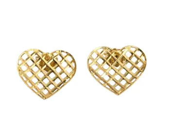MJA-13738 - Brincos Femininos Coração Em Ouro Amarelo 18K