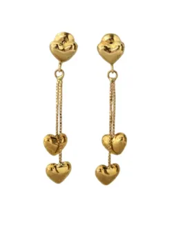 MJA- 13925 - Brincos Feminino Coração, Em Ouro 18K