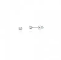 Brinco  prata 925 pedra branca 1,5 mm - BFB33