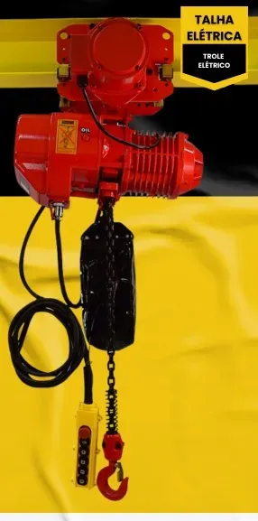 Talha Elétrica Corrente 2000 kg c/ trole elétrico, 15 metros
