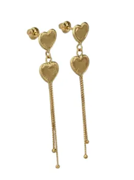 MJA-13961- Brincos Feminino Dois Corações Em Ouro 18K - Foto 2