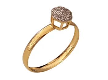MJA-16905-19 - Anel Feminino Chuveiro Sextavado, Em Ouro 18K