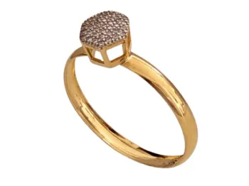 MJA-16905-19 - Anel Feminino Chuveiro Sextavado, Em Ouro 18K - Foto 2