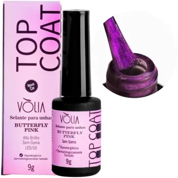 VÒLIA - Frasco - Topcoat Selante Efeitos - BUTTERFLY PINK ( Alto Brilho ) - 9g - Foto 2
